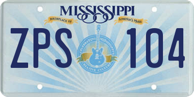 MS license plate ZPS104