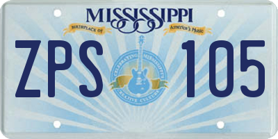 MS license plate ZPS105