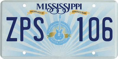 MS license plate ZPS106