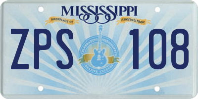MS license plate ZPS108