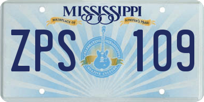 MS license plate ZPS109