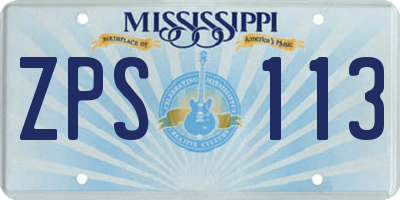 MS license plate ZPS113