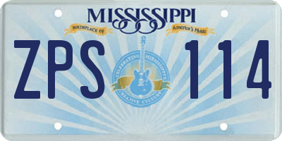 MS license plate ZPS114