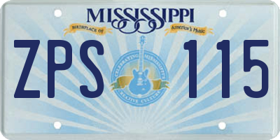 MS license plate ZPS115