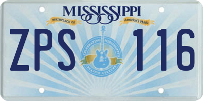 MS license plate ZPS116
