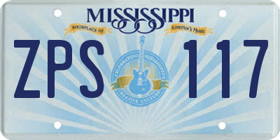MS license plate ZPS117