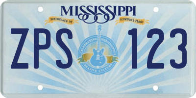 MS license plate ZPS123