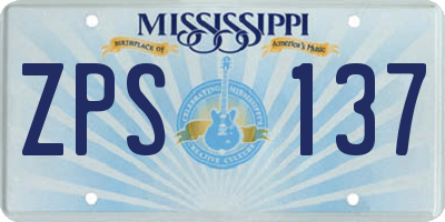 MS license plate ZPS137