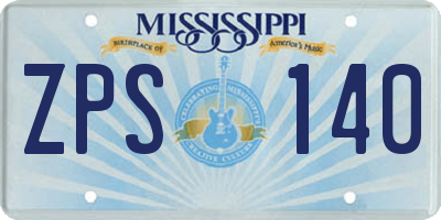 MS license plate ZPS140