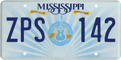 MS license plate ZPS142