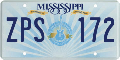 MS license plate ZPS172