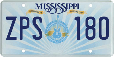 MS license plate ZPS180