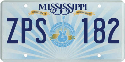 MS license plate ZPS182