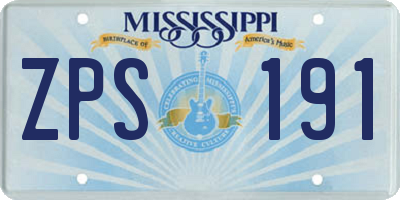 MS license plate ZPS191