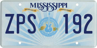 MS license plate ZPS192