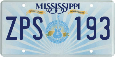 MS license plate ZPS193