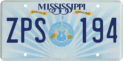 MS license plate ZPS194