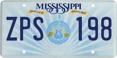 MS license plate ZPS198