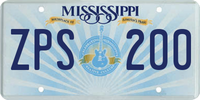 MS license plate ZPS200