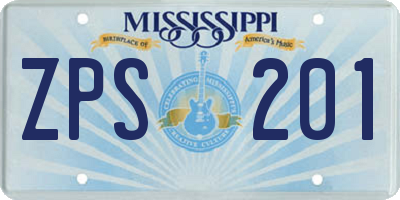 MS license plate ZPS201