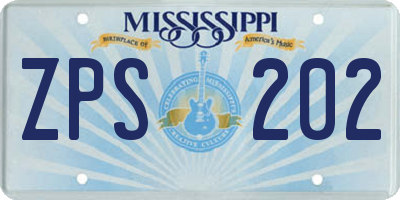 MS license plate ZPS202
