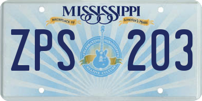 MS license plate ZPS203
