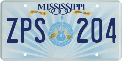 MS license plate ZPS204