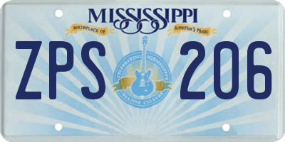 MS license plate ZPS206