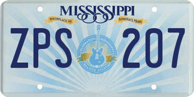 MS license plate ZPS207