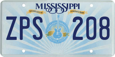 MS license plate ZPS208