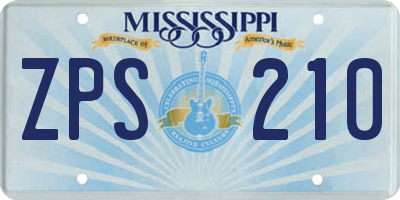 MS license plate ZPS210