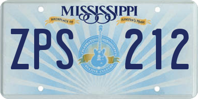 MS license plate ZPS212