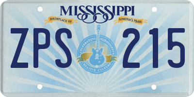 MS license plate ZPS215