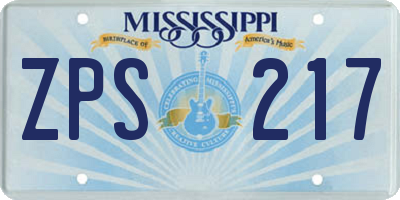 MS license plate ZPS217