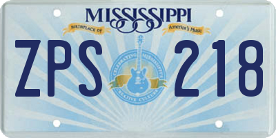 MS license plate ZPS218