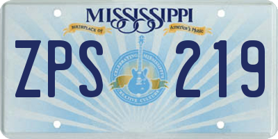 MS license plate ZPS219