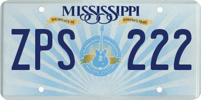 MS license plate ZPS222