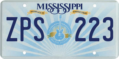 MS license plate ZPS223