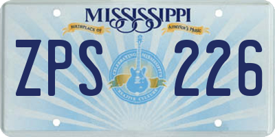 MS license plate ZPS226