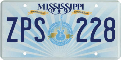 MS license plate ZPS228