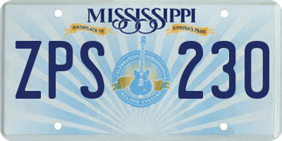 MS license plate ZPS230