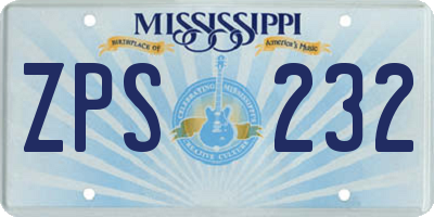 MS license plate ZPS232