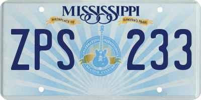 MS license plate ZPS233
