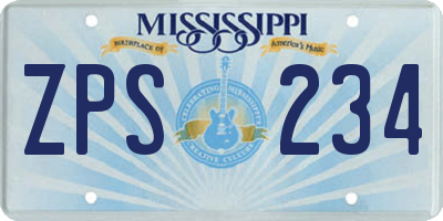 MS license plate ZPS234
