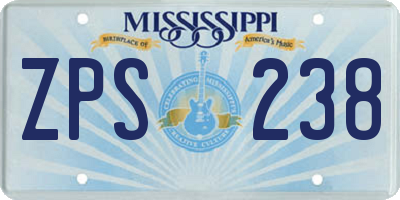 MS license plate ZPS238