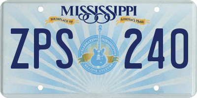 MS license plate ZPS240