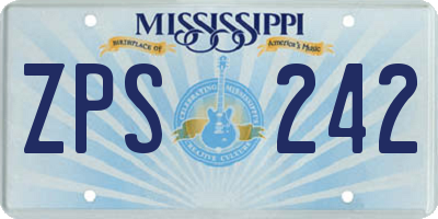 MS license plate ZPS242