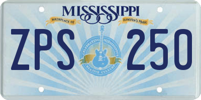 MS license plate ZPS250