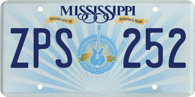MS license plate ZPS252