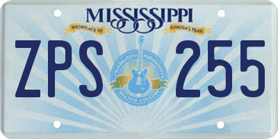 MS license plate ZPS255